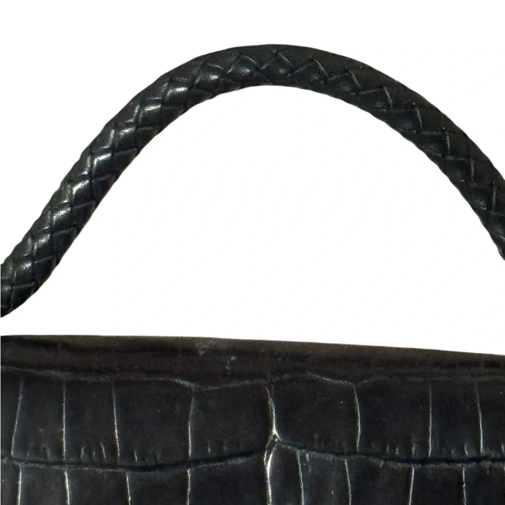 Brighton CELTIC Black Moc Croc Leather Petite Handbag Purse Organizer Wallet 8x4
